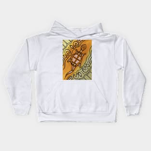 Aboriginal Art - Lizard Yellow Kids Hoodie